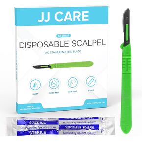 مشرط JJ CARE للاستعمال مرة واحدة [عبوة من 20 قطعة]، 10 شفرات من الفولاذ المقاوم للصدأ، مشارط معقمة بمقابض بلاستيكية، مشرط لتنظيف الجلد، مشرط الفنون والحرف اليدوية، مشارط علاج الأرجل في أكياس فردية in Kuwait
