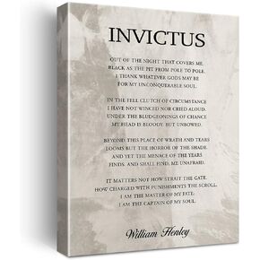 LEXSIVO Inspirational Invictus Print Canvas Wall Art Home Office Dorm Decor Retro Motivational Literature Poetry Painting 12x15 Canvas Poster Framed Ready to Hang