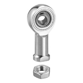 Rod End Bearing, 1/4" Bore, 0.039" Thread Pitch, 1/4" Right Hand Female Thread, Self-Lubricating, Stainless Steel, 2 Pack