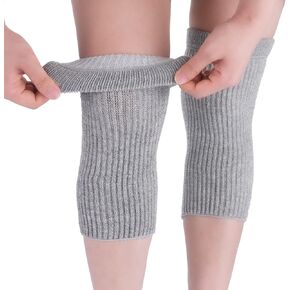 Knee Warmers, Elastic Cotton Knee Sleeves - For Women, Men, Circulation Improvement and Joint Pain Relief for Arthritis Knees, Knitted Binchotan Charcoal Yarn, One Pair, Made in Japan