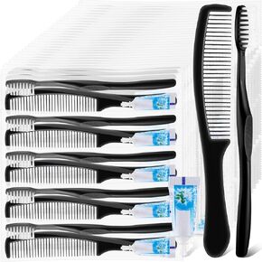 200 Pack Disposable Toothbrushes with Toothpaste and Comb Set Individually Wrapped Bulk Travel Toothpaste Toothbrushes Kit with Plastic Comb for Homeless Shelter Hotel