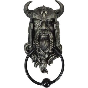 Ebros Gift Viking Norse Ruler of Asgard Warrior Raven God Odin The Alfather Bust Decorative Door Knocker Crafted Resin with Metal Ring Hardware