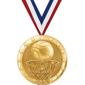 Crown Awards Basketball Medal, 2" Shiny Gold 1st Place Medals for Kids with Free Custom Engraving Prime