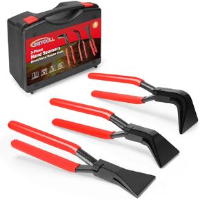 BETOOLL 3-Piece Hand Seamers Sheet Metal Tools Set - Straight Jaw, 45°, and 90° Metal Bending Pliers with Tool Box Storage Case for Bending and Flattening Sheet Metal