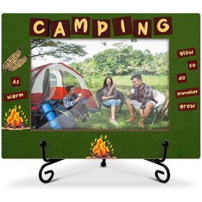 Camping Gifts Wood Photo Frame for Camper Friends Daughter Son, Summer Camping Decor Tabletop Display 4 x 6 Picture Frame Vacation Gifts for Camper Home Office RV Living Room Holiday Decors -16