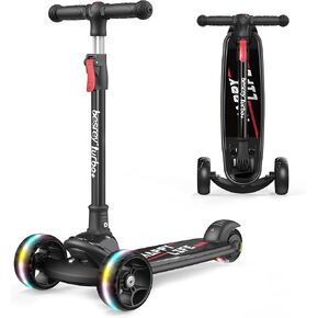 besrey Kids Scooter, Kick Scooters for Kids Age 3-8, 3 Wheel Scooter for Kids with LED Light Wheels, Toddler Scooter Foldable Extra Wide Deck Outdoor Activities for Boys/Girls