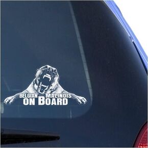 Belgian Malinois Clear Vinyl Decal Sticker for Window, Mechelaar Shepherd Dog Warning Guard Sign Art Print