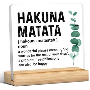 Inspirational Motivational Gifts for Men Women, Encouragement Gifts Hakuna Matata Definition Acrylic Desk Sign Decor