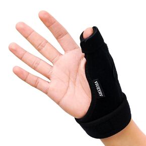 Trigger Thumb Splint- Adjustable Thumb Spica Support Stabilizer Brace for Pain, Sprains, Arthritis, Tendonitis, Breathable and Easy Application.(Right & Left Hand) (Black)