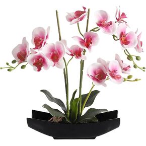 18.5" Tall Blue Orchid Artificial Flowers, Artificial Orchids in Pot, Flower Arrangements for Kitchens, Faux Orchid Arrangements for Home Decoration (Blue)