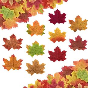 Waipfaru 200Pcs Fall Leaves, Artificial Maple Leaves, Fake Fall Leaves Faux Autumn Leaves Decor for Wedding Party Thanksgiving Table Crafts Fall Decor