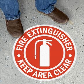 SmartSign “Fire Extinguisher - Keep Area Clear" Anti Slip Adhesive Reflective Floor Sign | 17" x 17" Reflective - F8J7