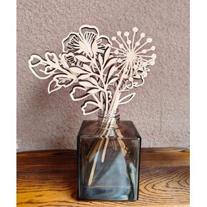 Wood Birth Flower, Wooden Wildflowers, Wood Flower Stems, Wooden Flower Bouquet: 8 Laser Cut Flowers for Memorial, Home Decor, Mom's Birthday Gift, Grandma Gift, Nursery and Girls' Room Wall Decals