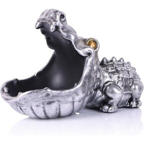 Alligator Statue Key Bowl, Fun Animal Statue Candy Dish for Entryway Decorative Bowl, Office Candy Dish, Big Mouth Sculpture Home Living Room Trinket Container Storage Box (Green)