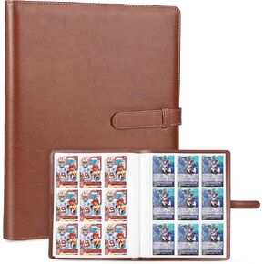 9 Pocket Card Binder, Trading Card Binder, 360 Double Sided Pocket PU Collection Binder, Collector Album, Card Folder for MTG, TCG, Sports Cards (Brown)