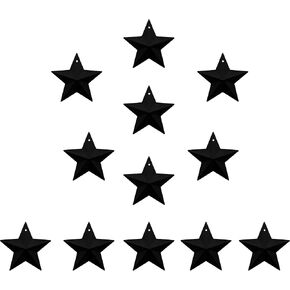 LINCOUNTRY Small Rustic Metal Barn Star Crafts,Black Barn Star,Wall Metal Art Decor,Indoor Outdoor Hanging 3 Inch Tin Star,Country Primitive Vintage Star Ornaments Christmas 4th of July 12pcs