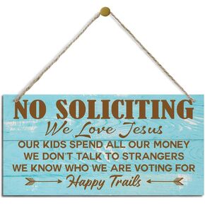 Christian Signs, Happy Trails Sign, Decorative Wood Hanging Wood Plaque, Wall Decor Art, Religion Artwork, Farmhouse Wall Décor, Home Hanging Decor Sign, No Soliciting We Love Jesus Sign