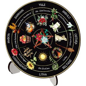 Wheel Year Wood Sign,10" Sabbats Pagan Witch Sign,Wiccan Holidays,Wicca Calendar,Yule Altar,Celestial Sign,Vintage Handmade Christmas Decor (BT293) in Saudi Arabia