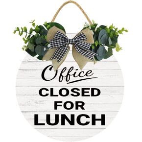 KPSheng Out For Lunch Sign, Office Closed For Lunch Wood Door Sign For Dining Break Room,Food Kitchen,Office Work,Wood Sign,Business Sign,11inch by 11inch
