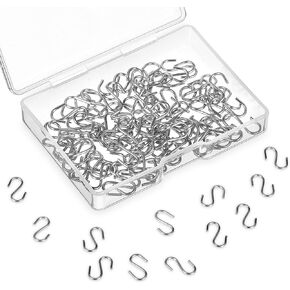 S Hooks for Hanging, 100 Pcs Mini S Hook for Crafts Metal S Hooks Mini S Shaped Hanger Ornament for Jewelry Wire Hangers for DIY Jewelry Small S-Shaped Connectors for DIY Key Chain