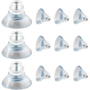 12 Pack Mini Suction Cups - 25mm/1'' Clear PVC Sucker Pads with M5 Screw for Extra Strong Grip - Glass Suction Holders with Screw Nut for Bathroom Wall, Window, Car Shade