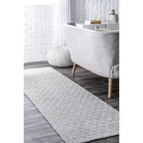 nuLOOM Lorretta Geometric Cotton Runner Rug, 2' 6" x 8', Grey