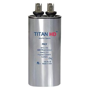 Titan Hd Round Motor Run Capacitor, 5 Microfarad Rating, 440VAC Voltage - PRCF5A- Pack of 2