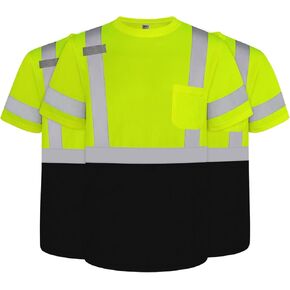 TCCFCCT Safety Shirts for Men Class 3 High Visibility Shirts, Hi Vis Reflective Shirts for Men Women, Short Sleeve Construction Work Shirts with Reflective Strips, Durable & Breathable,DC-Blue S