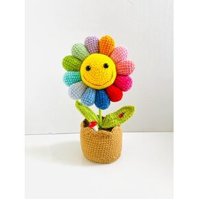handmade crochet potted plant, forever flower, exquisite pot,creative gift, home decoration,car decoraion,office desk decoaration,artificial flowers, 100% Yarn, (blue)