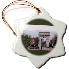 3dRose Arch Washington Square New York Postcard Snowflake Ornament