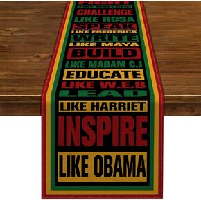 Nepnuser Black History Month Table Runner Rustic Linen African American Party Decoration Classroom Dining Room Kitchen Home Decor 108Inches Long