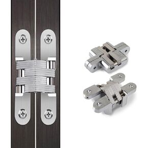 Hidden Hinges (1 Pair) Invisible Cabinet Hinges Load Capacity 15KG (Black)