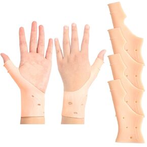 Nuanchu Gel Wrist Thumb Support Braces,Unisex Wrist Hand Thumb Gloves,Soft Waterproof Left and Right Hand Wrist Compression Sleeve for Relief Arthritis Tenosynovitis Typing Pain (4 Pieces)