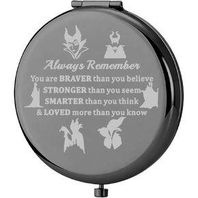 KEYCHIN Evil Queen Pocket Mirror Villain Movie Fans Gifts You are Braver Stronger Smarter Than You Think Compact Mirror for Women Girls Teenagers (Villain Always-S)