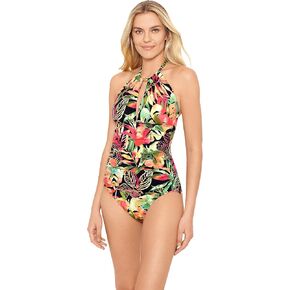 LAUREN RALPH LAUREN womens Midnight Tropical High Neck One-piece