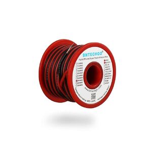 BNTECHGO 26 Gauge Silicone wire spool Red and Black each 50ft 2 Separate Wires Flexible 26 AWG Stranded Tinned Copper Wire