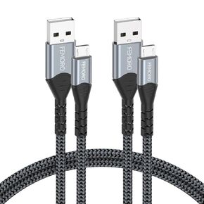 FEMORO Micro USB Cable 3ft 2 Pack, USB Type A to Micro USB 2.0 Charger Cables Data Transfer Android Cord 12W Compatible for MicroUSB Kindle Smartphone Tablet Bluetooth Speaker MP3