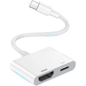USB C to HDMI Adapter for iPhone 15 to TV, Type C Digital AV Adapter 4K Sync Screen Nylon Braided Cable Connector Compatible for iPhone 15/15 Pro/15 Pro Max/15 Plus to HDTV Projector Monitor
