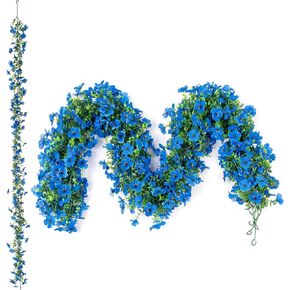 Artificial Flowers Garland Ivy, 4 Pack 5.9 FT Spring Summer Decorations UV Resistant Fake Daisy Floral Vine Silk Hanging Flower for Home Garden Wedding Decor Photo Booth Backdrop(Orange)