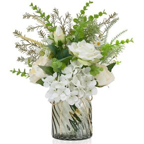 Famigmo الزهور الاصطناعية في مزهرية لديكور المنزل، والزهور وهمية للمنزل المطبخ محور طاولة القهوة الزينة