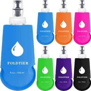 6 Pcs Soft Flask Set 5 oz (150 ml) Folding Water Bottle Soft Water Bottle Collapsible Drinking Water Bags for Hydration Pack Ideal for Running, Hiking, Cycling, Etc.