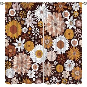 Paisley Curtains Vintage Boho Floral Pattern Living Room Blackout Curtains for Kitchen Bedroom 2 Panel Set 42x45 Inch