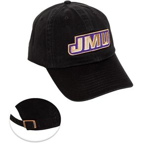 James Madison University Baseball Hat Dukes JMU Brimmed Embroirderd Hats Cap Adjustable Cloth Strap Adult (Style E) Black