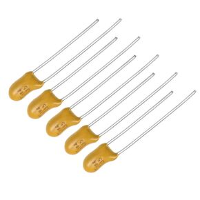 uxcell 0.1uF Tantalum Capacitor, 35V 2 Pin Yellow Radial Electrolytic Capacitor Dipped Tantalum Bead Capacitors 5pcs