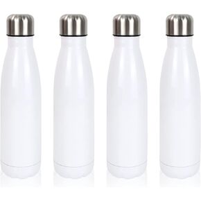 4pcs 17 OZ Sublimation Blank Sport Water Bottle Stainless Steel Tumbler Insulated Double Walled Sleek Insulated Cola Shape Water Bottles