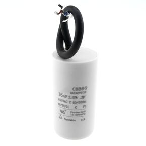 CBB60 Motor Capacitor MEETOOT 16UF 450V 50/60Hz White CBB60 Cylinder Run Capacitor with Wire Lead