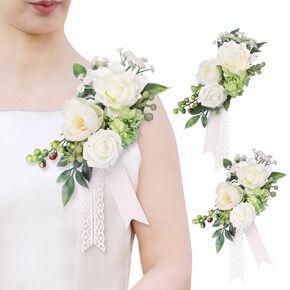 12inch Timeless Cascade Wedding Bouquet Rustic White and Greenery Handmade Bridal Flower for Boho Ceremony, Anniversary, Graduation & Home Decor (Bride Bouquet)