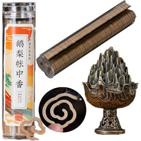Agarwood Coils Incense (42 PCS) Spiral Incense Coil Incense Holder Burner, Natural Incense Coils Spiral Design for Long-Lasting Fragrance