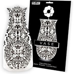 MODGY Expandable Flower Vase Plastic Decorative Modern Vases for Flowers Centerpieces Dining Table Decor Living Room Bathroom Wedding Office, Chichi Black