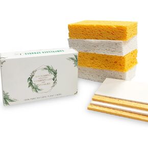 6-Count Extra Large Compressed Sponges Kitchen for Dishes, Sponges for Cleaning, Biodegradable Cellulose Compressed Sponges for Kitchen, Bathroom, Camper, Backpacker